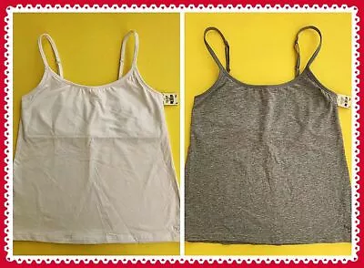 Victoria's Secret PINK LOGO Cami Interior Bra WHITE GRAY Tank Top Large U Pick 1 • $18.95