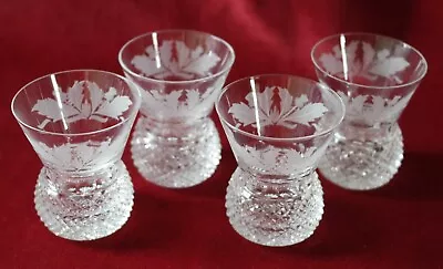 £170 • Buy Edinburgh Crystal Thistle Pattern - 4 X Large Tot / Shot Glasses - Signed