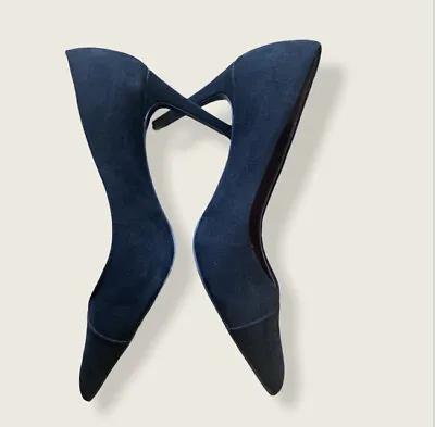 Zara Faux Leather High Heel Black Suede Classic Pump Basic Shoes 37 (US 6.5) NIB • $21.90