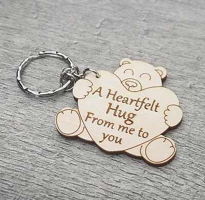 Hug Token Bag Tag  Keyring Wooden Keyring Keepsake • £9