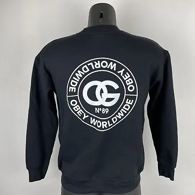 Obey World Wide Trade Mark OG Sweater Sweatshirt  Size Medium Black Long Sleeve • £31.13