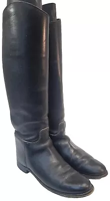 Vtg Marlborough Equestrian Riding Knee Boots Black Leather 6.5D Made In England • $85