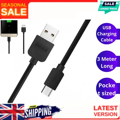 3 Meter Long Micro USB Power Cable Lead For Amazon Fire TV Stick& Samsung Galaxy • £3.99