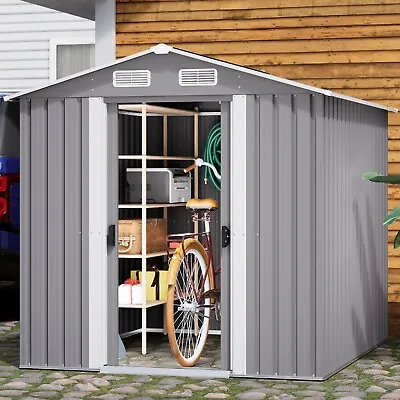 6' X6' Heavy Outdoor Storage Shed Large Tool Sheds Storage House Gray • $219.99