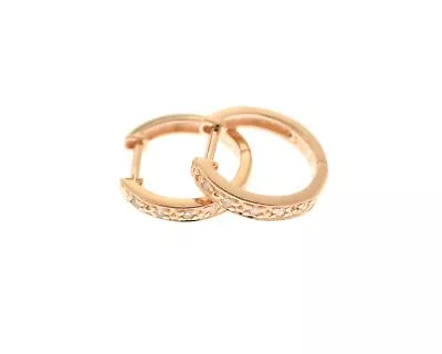 14K Rose Gold 12mm Small Round Diamond Hoops Hoop Earrings  • $195