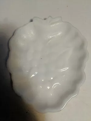 Vintage Grape Pattern White Milk Glass Candy Bowl/Trinket Dish 7  X 5.5  Tray • $5