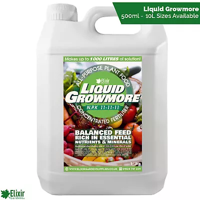 Liquid Growmore Plant Food | 11-11-11 | Fruit Flower & Vegetable Fertiliser/Feed • £7.49