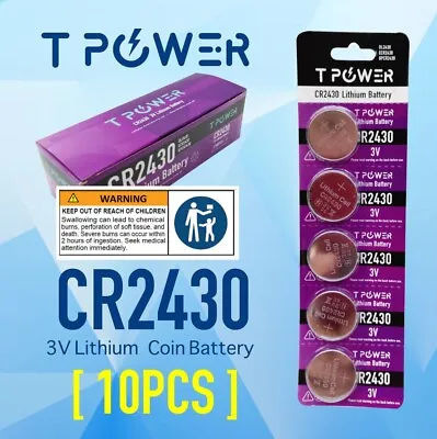 10x Tpower CR2430 3V Cell Coin Lithium Button Battery DL2430 ECR2430 Wholesale • $8.49