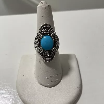 Beautiful Turquoise And Marcasite Ring Size 7 • $27.99