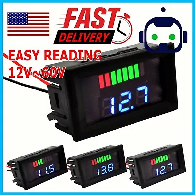 12V-60V Car Marine Motorcycle LED Digital Voltmeter Voltage Meter Battery Gauge • $6.99