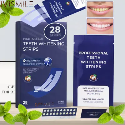 $13.99 • Buy 28 Teeth Whitening Strips Pro Safe White Tooth Clean Gel Bleach Dental Strength