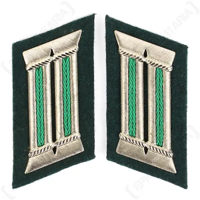WW2 German Bundeswehr Infantry Green Embroidered Silver Collar Tabs Patch • £5.75