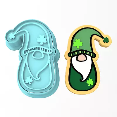 £22.01 • Buy Shamrock Clover Gnome Cookie Cutter & Stamp | Fairy St. Patrick's Day St Pattys