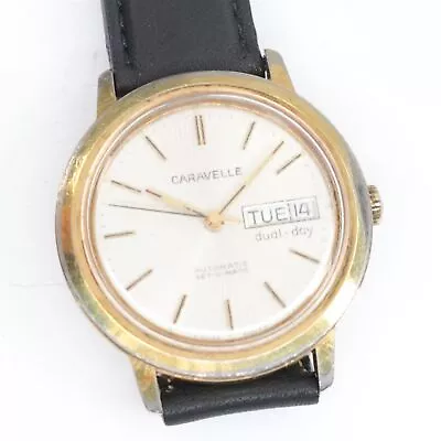 Caravelle Mens Auto Wristwatch - Dual Day Date Window - Vintage - LW278 • $47.99