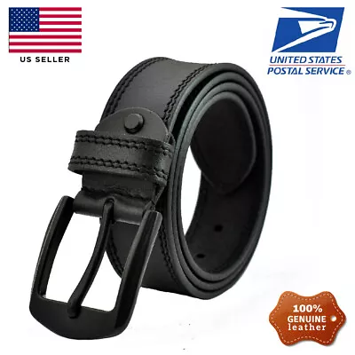 100% Mens Genuine FULL GRAIN Leather Belt Casual Pin Buckle Brown Black US Stock • $19.95