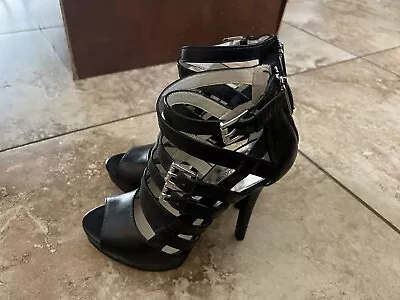 Michael Kors Womens Black Leather Gladiator Sandals Heels Sz US 8 • $25