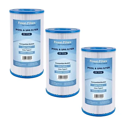 Swimming Pool Filter Cartridges Compatible For Bestway 3 Intex Type A Or C 3Pack • £14.99