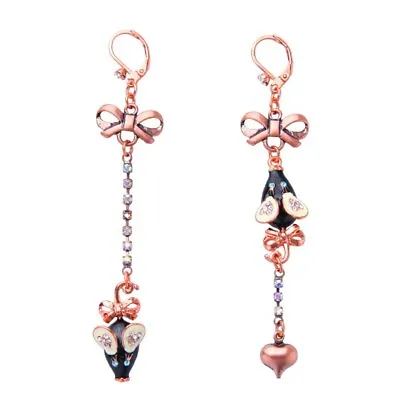 US Seller Betsey Johnson Crystal Mismatch Black Mouse Earrings Rose  Gold • $15.26