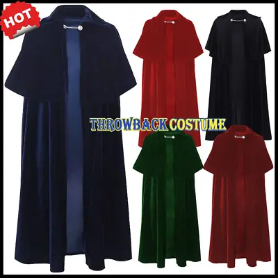 Adult Kids Cloak Velvet Cape Gothic Steampunk Medieval Vampire Halloween Costume • $33.29