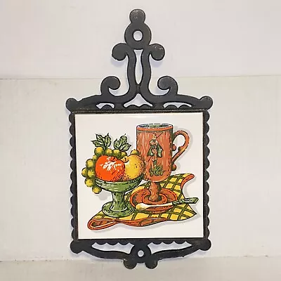 Vintage Mid Century Modern Rossini Kitsch Cast Iron And Ceramic Tile Trivet • $14.99