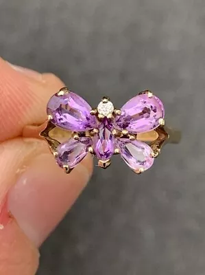 9ct Gold Amethyst Vintage Butterfly Ring 9k 375 • $39.16