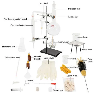 1000ml Distillation Apparatus Kit Chemistry Lab Essential Oil Distilling Glass • $68.61