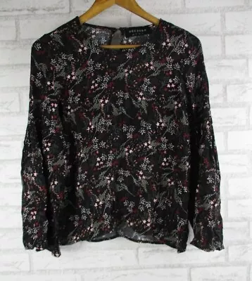 Decjuba Womens Blouse Black Pink Floral Print Size 14. New With Tags. • $29