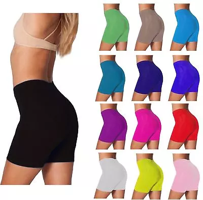 £3.99 • Buy CYCLING SHORTS COLORS & PRINT LADIES CYCLE COTTON ELASTANE BLACK Uk Size 8-26