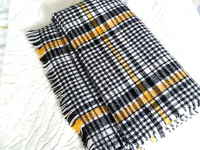 Stylish Ladies Black/white/mustard Plaid Blanket Scarf Shawl • £0.99