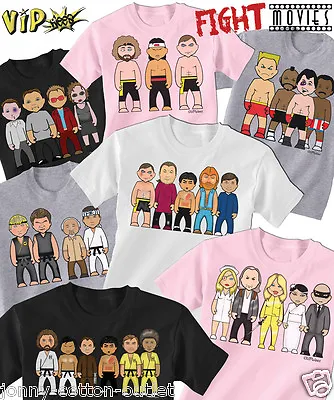 VIPwees Childrens ORGANIC T-Shirt Fight Movie Inspired Caricatures Choose Design • £11.99