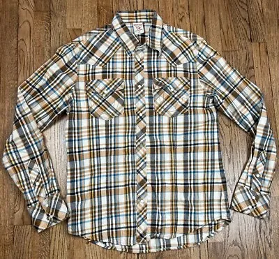 True Religion Plaid Western Pearl Snap Long Sleeve Shirt Men’s Size 2XL • $26.95