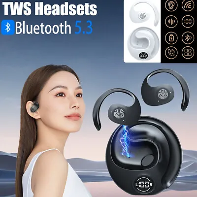 Mini Bluetooth 5.3 Headset TWS Earphones Earbuds Stereo Bass Headphones Ear Hook • $7.47