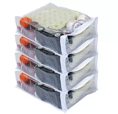 4-Pack Heavy Duty Vinyl Zippered Closet Storage Bags (Clear) (11  X 15  X 4 ) • $10.99