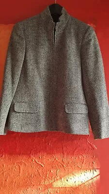 QUEENSPARK Fully Lined Grey Tweed Look Wool ZIp Front Jacket  - Size AU 8 • $15