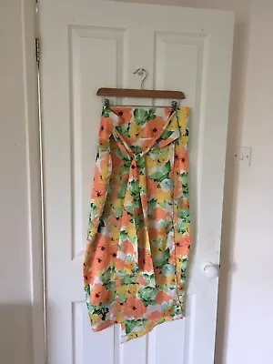 £12.99 • Buy Size 12 Stunning Floral Midi Length Wrap Skirt Cottagecore Caribbean Summer Boho