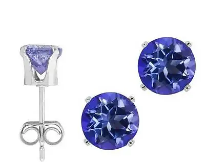 2 Ct Round Cut  Tanzanite Solid 14k White Gold Stud Earrings • $49.99