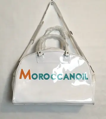 White Vinyl MoroccanOil Carry On Overnight Travel Duffle Bag Tote Shoulder Strap • $22.45