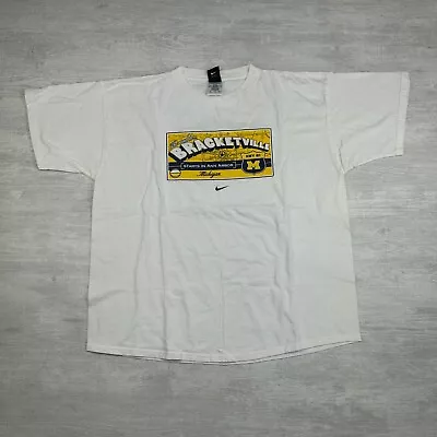Vintage Michigan Wolverines Basketball Shirt Adult XL White Nike Center Swoosh • $39.95
