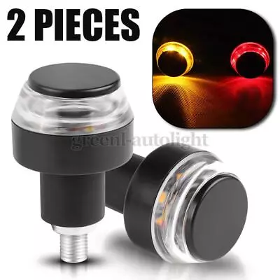 2X Motorcycle 7/8  Handlebar End Grip LED Turn Signal Lights Red Amber Indicator • $8.98