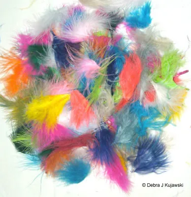 Big Bag Of 420 Marabou Feathers Fluffs Small 1-3  Assorted Mixed Colors 1 Oz Wt • $10.95