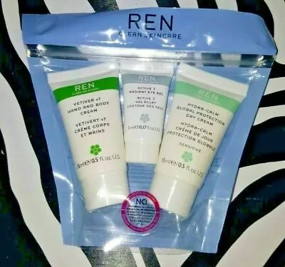 £3.99 • Buy REN CLEAN SKINCARE Pack 3 Travel Gift Set Hand&Body Eye Gel Evercalm Day Cream