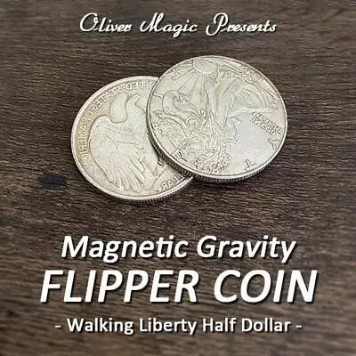Magnetic Gravity Flipper Coin (Walking Liberty Half Dollar) Close Up Magic Trick • $18.99