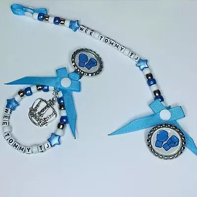 Baby Boys Blue Dummy Clip Pram Charm Romany Gypsy Bling • £5.99