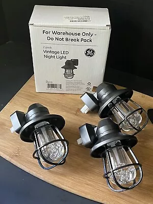 3 Pack GE Vintage LED Night Light Plug In Dusk To Dawn Farmhouse Decor Antique • $32.99