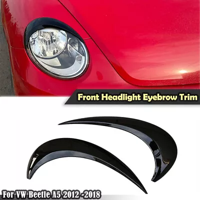 Car Headlamp Headlight Eyebrow Eyelids Cover Trim Black For VW Beetle A5 2012-18 • $18.34