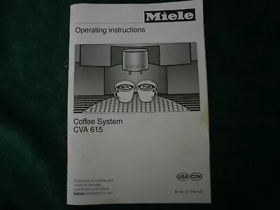 MIELE CVA 615 Coffee Maker Original Operating Instruction Manual • $17.99