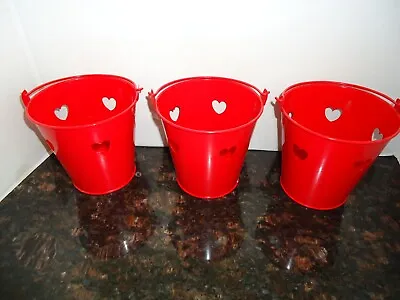 Mini Metal Decorative Heart Buckets  Pails For Party Favors Red (3-Pack) 4 X4  • $10.99