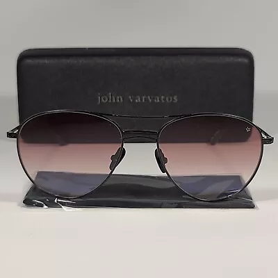 John Varvatos Men's Pilot Sunglasses V533 Matte Black Frame Brown Gradient Lens • $149.99