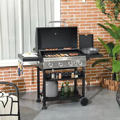 Outsunny 4 Burner Propane Gas Grill With Side Burner Outdoor Barbeque • $259.99