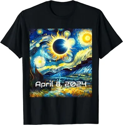 Total Solar Eclipse 2024 Starry Night Painting Van Gogh T-Shirt • $20.99